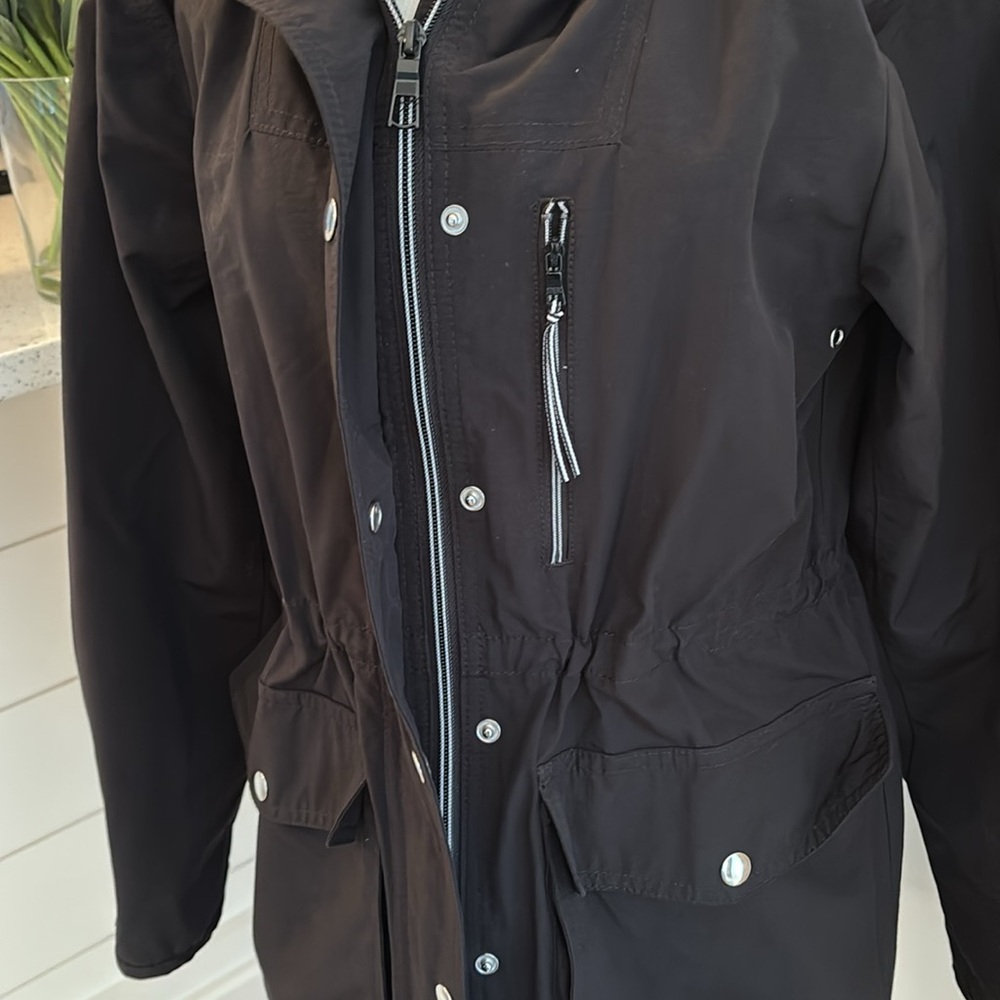 J Crew black raincoat with hood - Picture 4 of 12